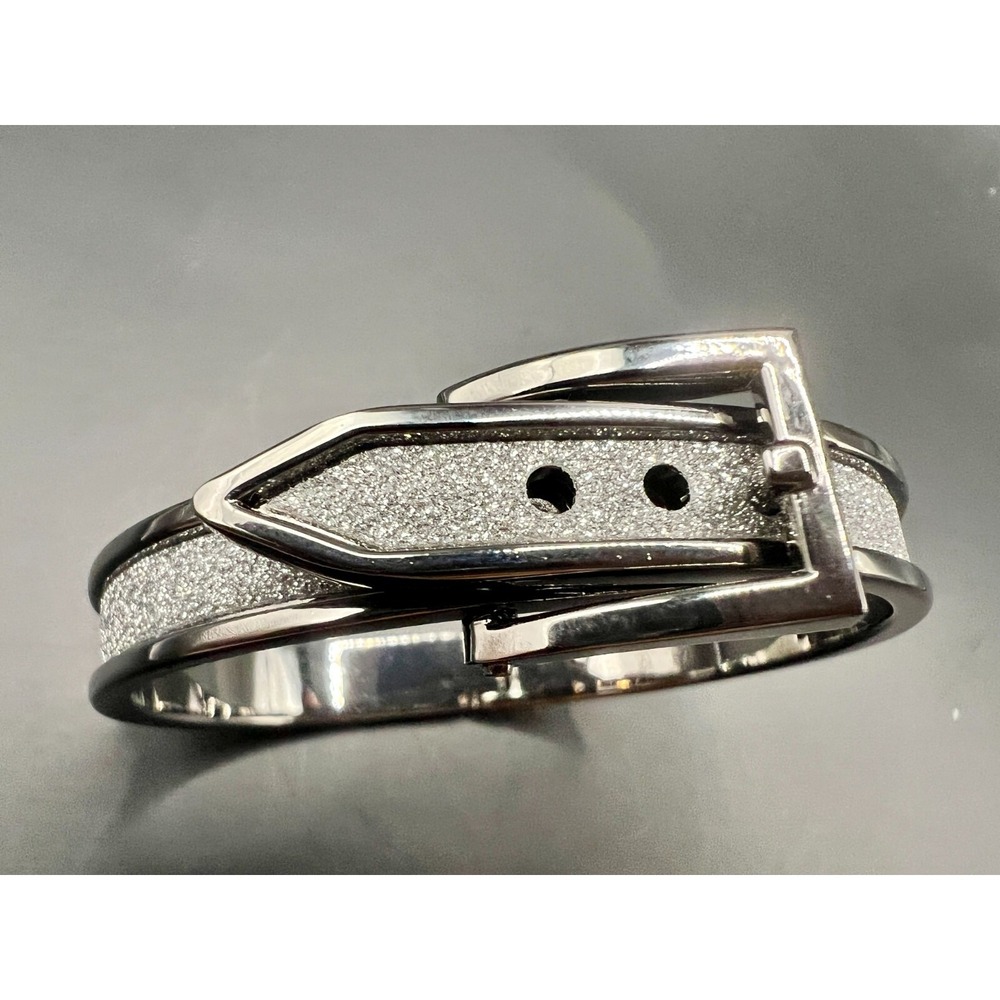 New‎ Old Stock Nordstrom Silver Glitter Belt Buckle Bangle Bracelet - Adjustable